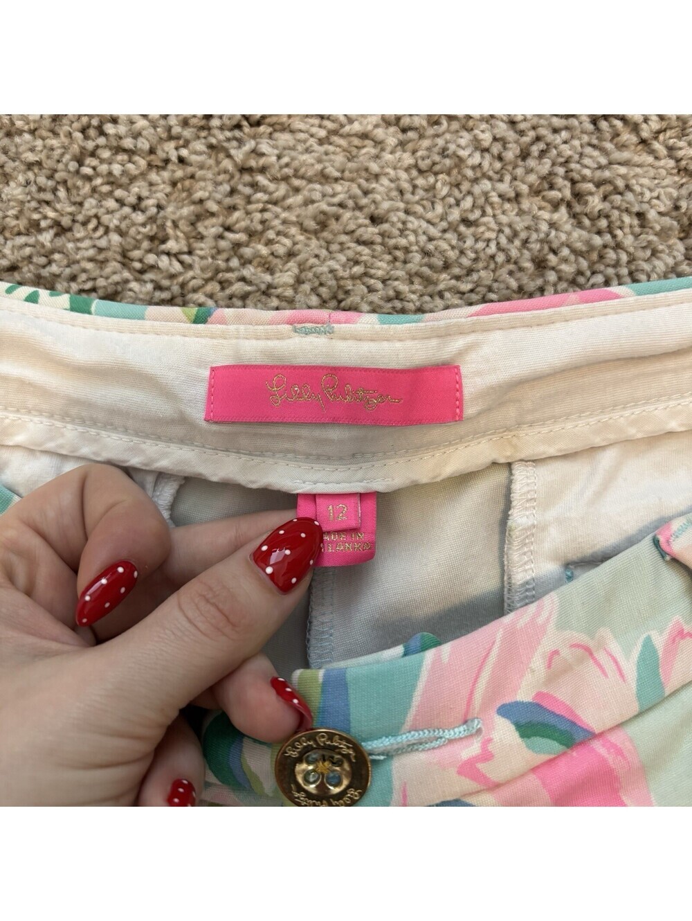 Lilly Pulitzer Callahan Knit Shorts Totally Blossom Women 12 Resort Summer Beach - Picture 4 of 7